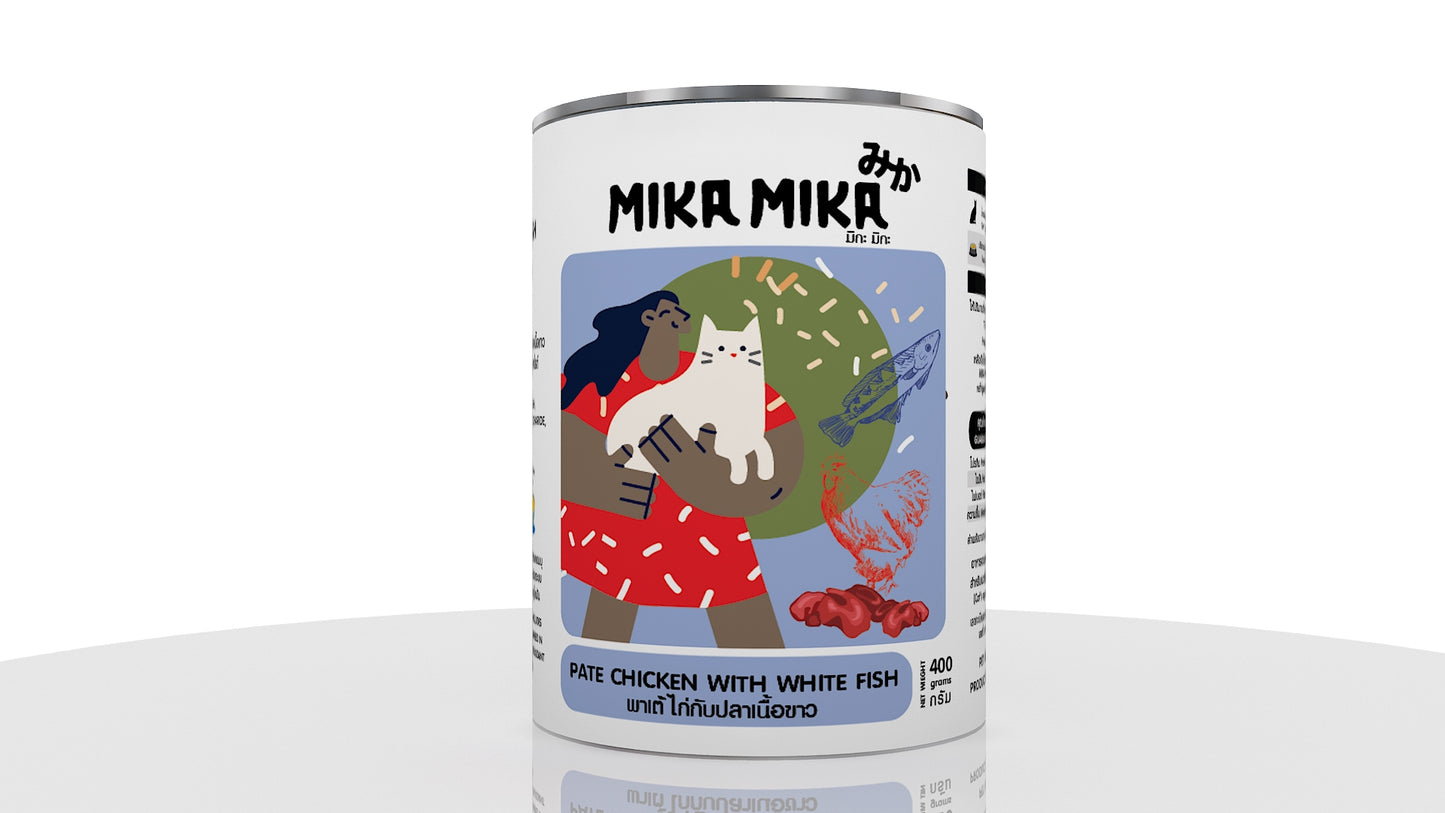 Mika mika chicken white fish pate cat wet food 400gm | Soft pate wet cat food dubai | Premium Wet cat food UAE free Delivery