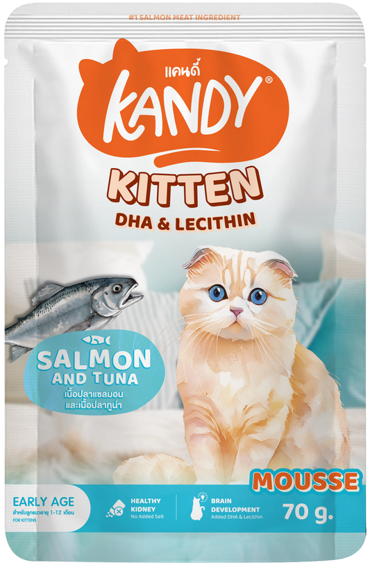 Kandy indoor kitten formula wet food salmon tuna 70gm | kitten mousse wet food | Premium kitten food UAE free delivery