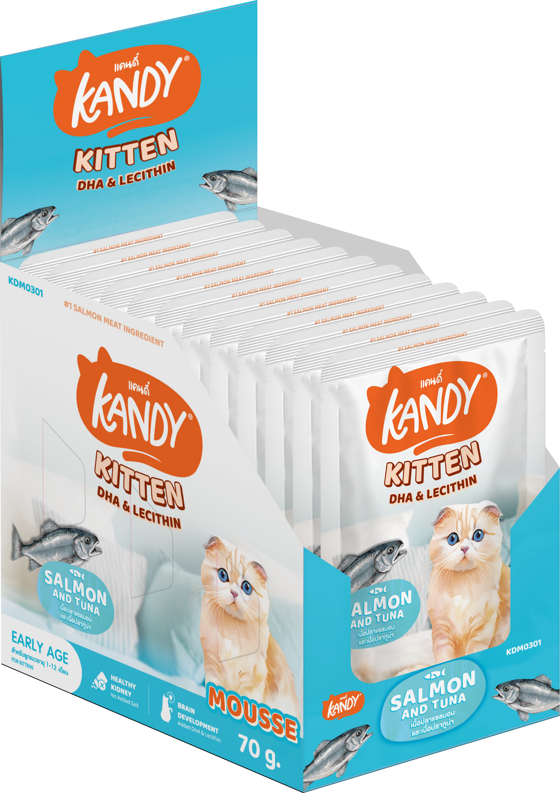 Kandy indoor kitten formula wet food salmon tuna 70gm | kitten mousse wet food | Premium kitten food UAE free delivery