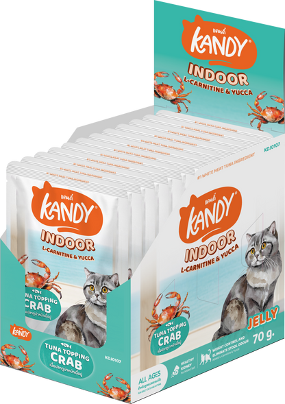 Kandy Indoor Formula Cat Wet Food 70gm Tuna & Crab In Jelly