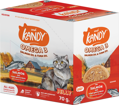 Kandy omega 3 cat wet food salmon tuna 70gm | Omega rich wet cat food in jelly | Premium Cat Wet food UAE