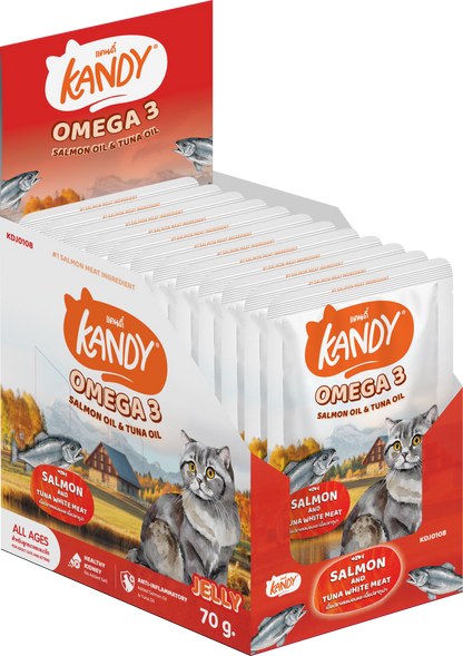 Kandy omega 3 cat wet food salmon tuna 70gm | Omega rich wet cat food in jelly | Premium Cat Wet food UAE