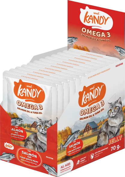 Kandy omega 3 cat wet food salmon tuna 70gm | Omega rich wet cat food in jelly | Premium Cat Wet food UAE