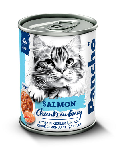 PANCHO Cat Wet Food Chunks In Gravy 400GM - Salmon Flavor (1+ Years)