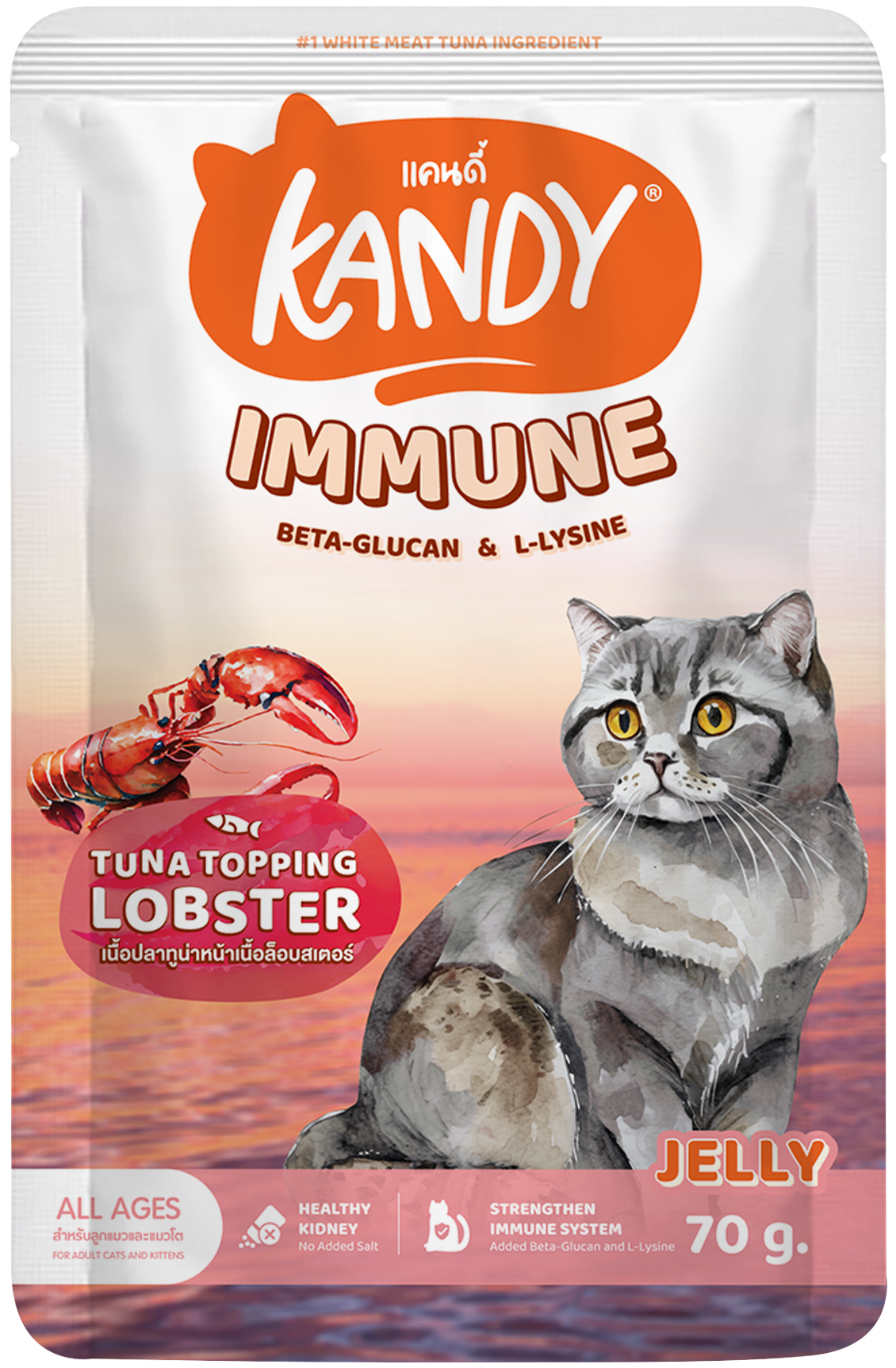 kandy immune formula cat wet food tuna lobster 70g | Premium Wet Cat Food in Jelly | Cat Wet food UAE free Delivery | Hunger Fixer