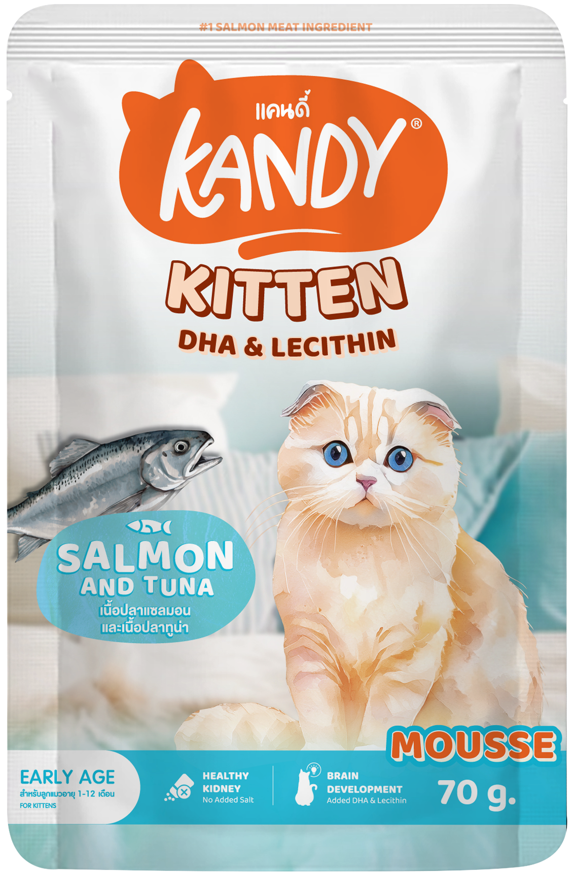 Kandy indoor kitten formula wet food salmon tuna 70gm | kitten mousse wet food | Premium kitten food UAE free delivery
