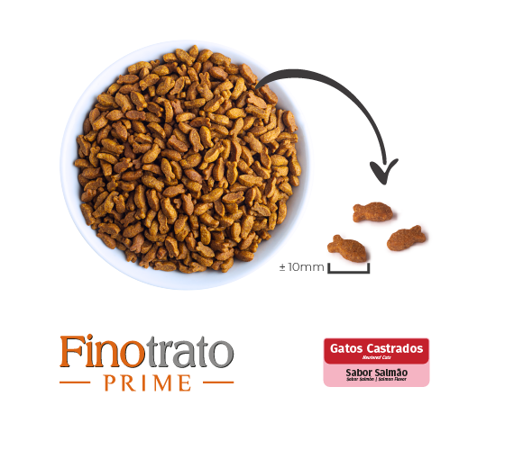 Finotrato Prime Salmon Neutered Cat Food with Omega-3 DHA, L-Carnitine, and urinary health support, available online at Hunger Fixer UAE with free delivery.