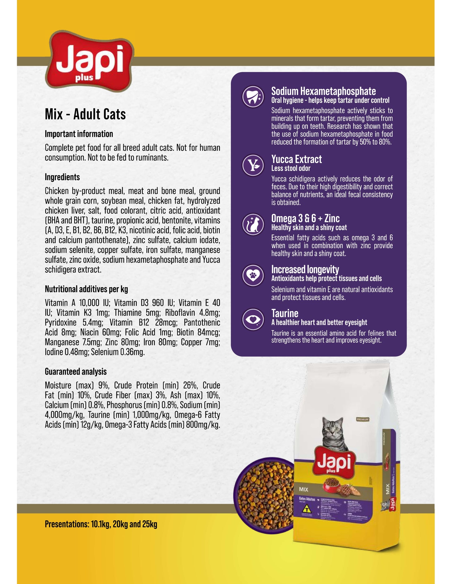 Japi Plus Mix Dry Cat Food 25KG For (1+Years)